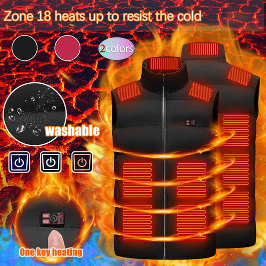 Heated Vest 18 Heating Zones plus Size Lightweight Unisex Heated Jacket 3 Temperature Control USB Electric Winter Coat with Pocket S-6XL on Clearance