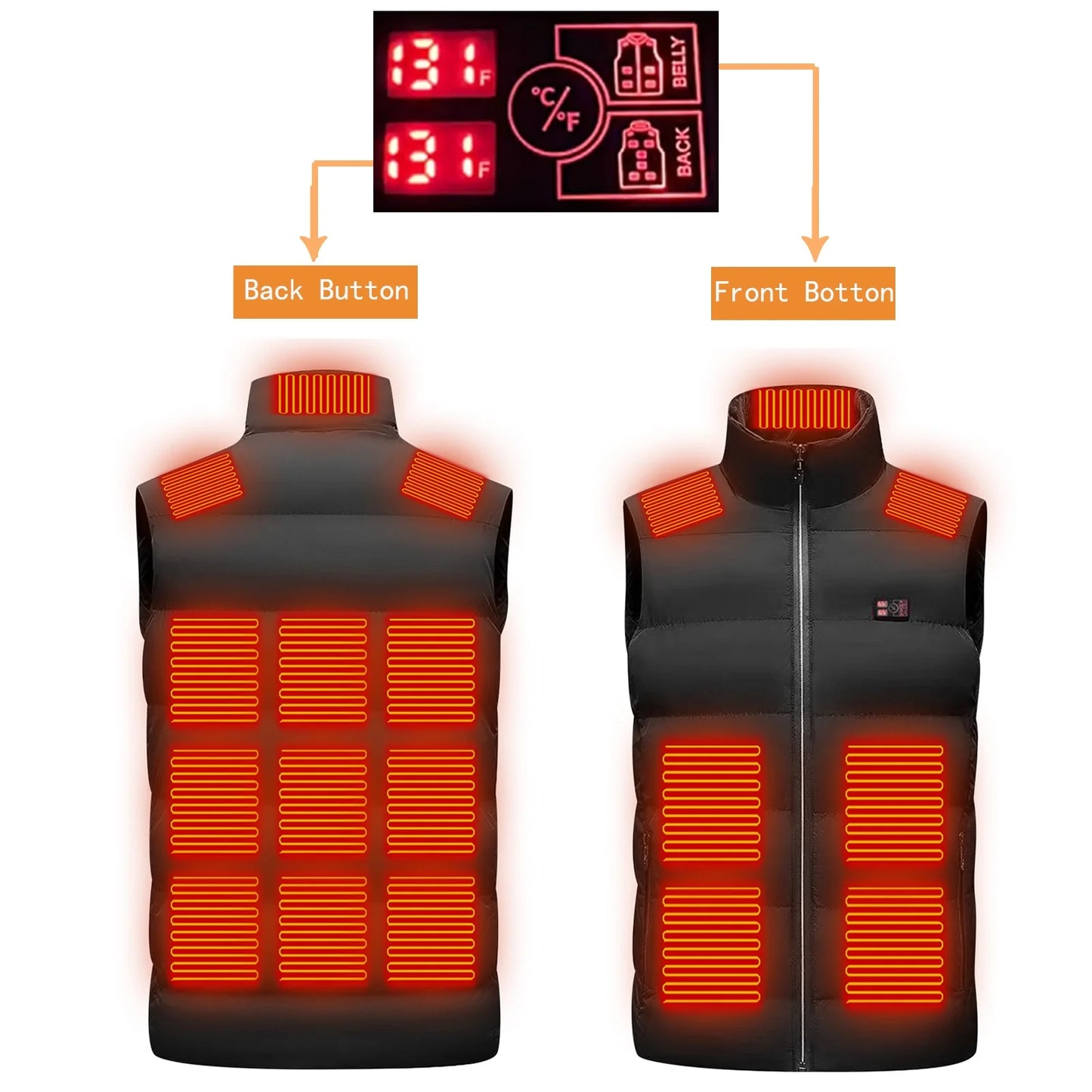 Heated Vest 18 Heating Zones plus Size Lightweight Unisex Heated Jacket 3 Temperature Control USB Electric Winter Coat with Pocket S-6XL on Clearance