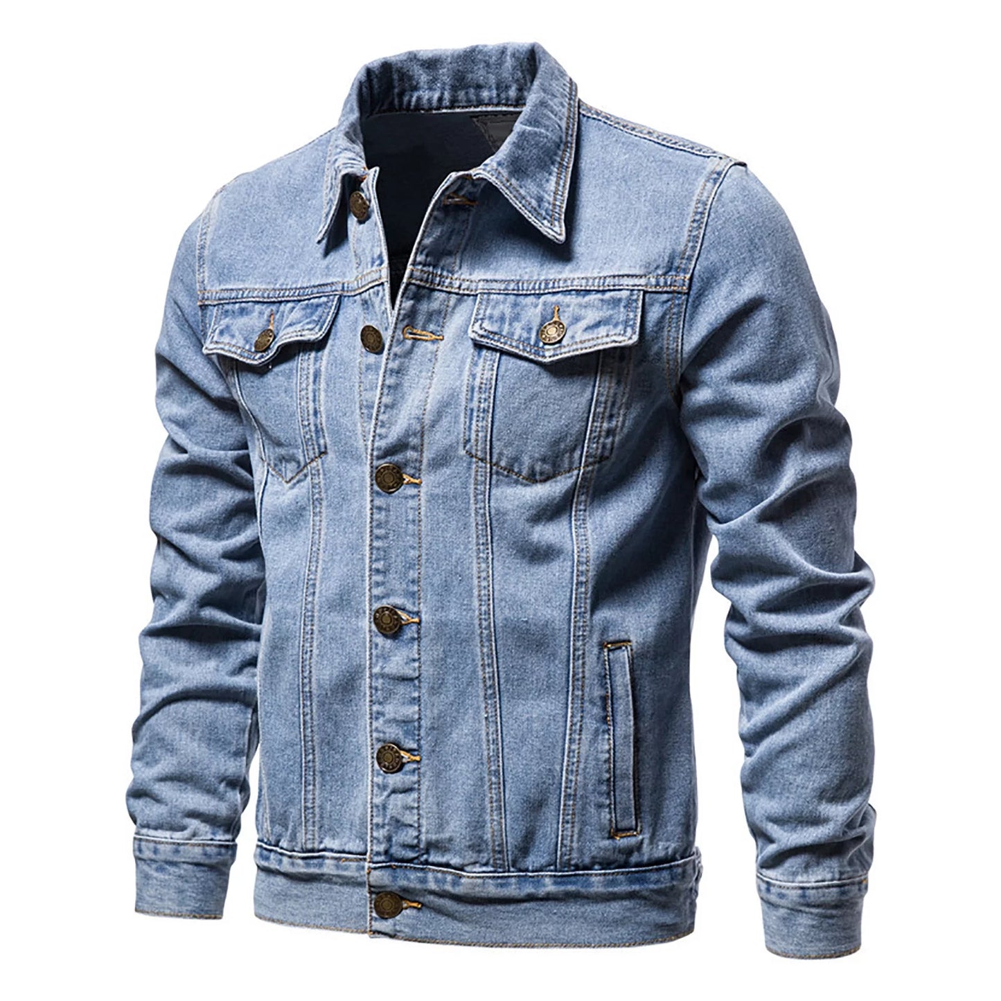 Men Oversized Denim Jacket plus Size Lightweight Button down Lapel Jean Coat Big and Tall Outwear Jackets